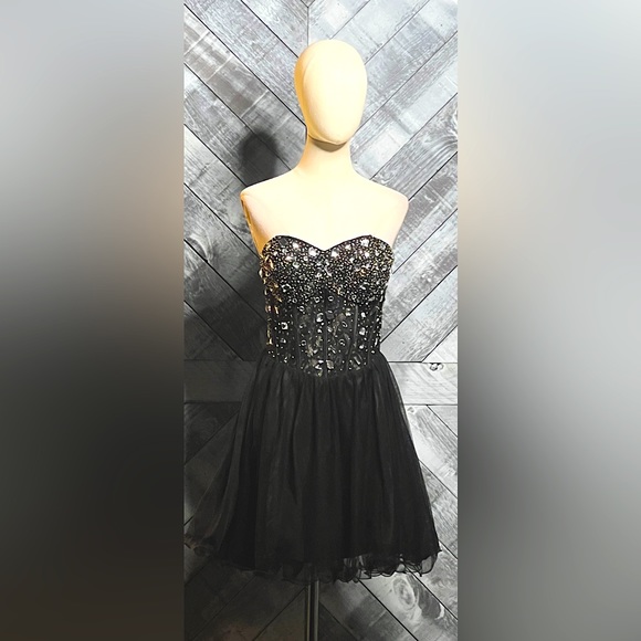 BLONDIE NITES Jewelled corset bodice mesh/tulle prom or cocktail party dress - Picture 9 of 11